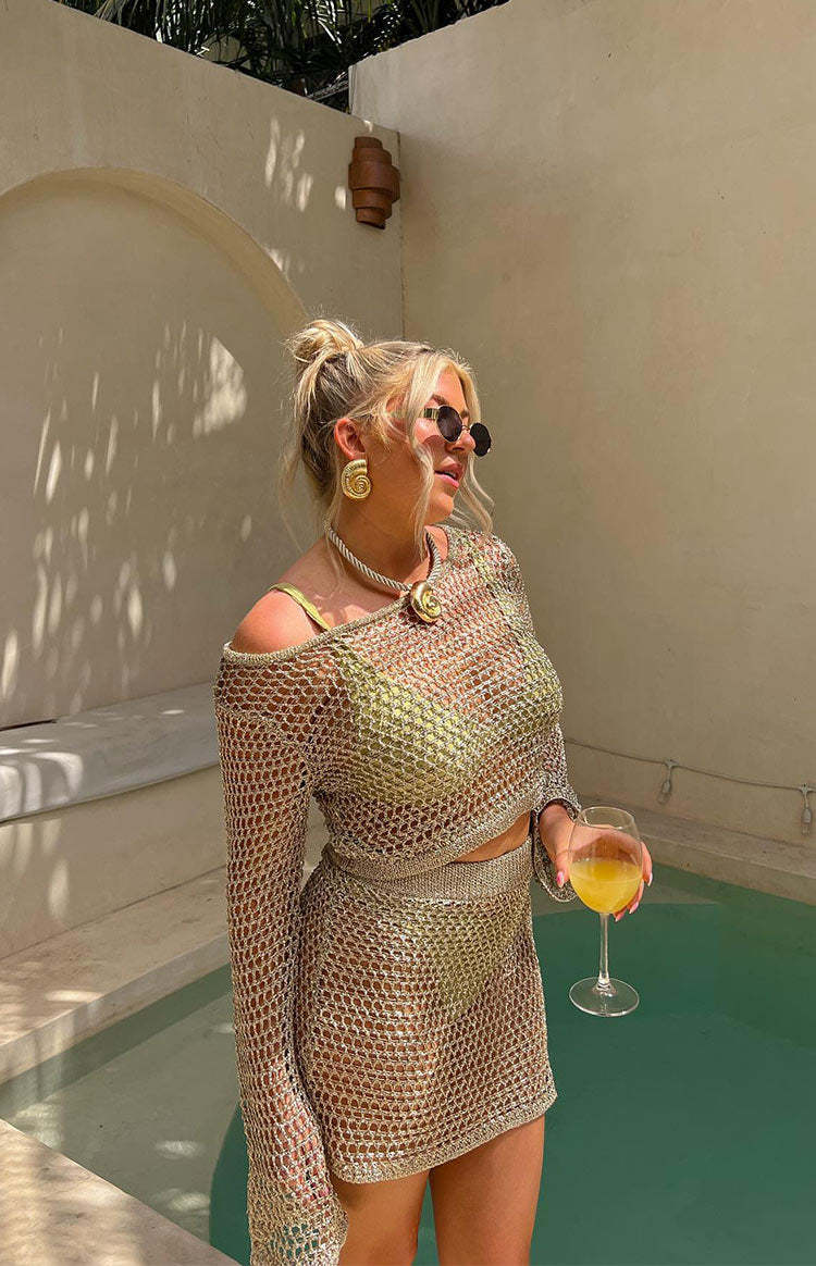 Wild Thoughts Gold Metallic Knit Top-Vavasi.All Rights Reserved.