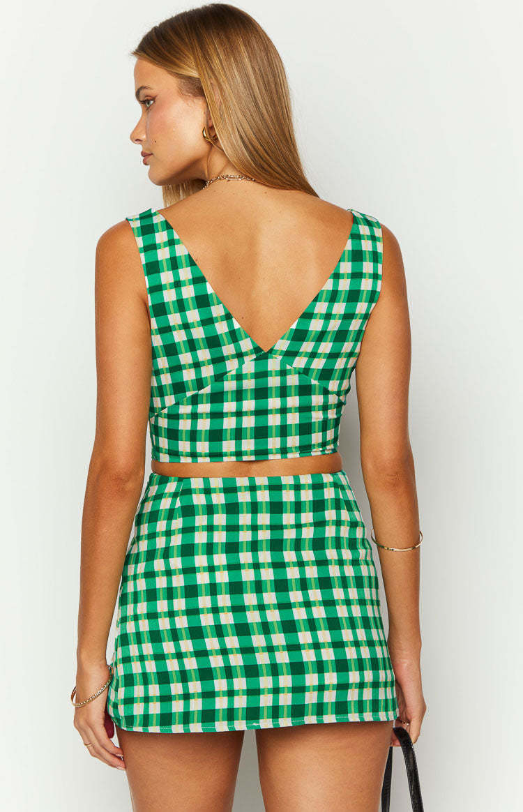 Miranda Green Check Mini Skirt-Vavasi.All Rights Reserved.
