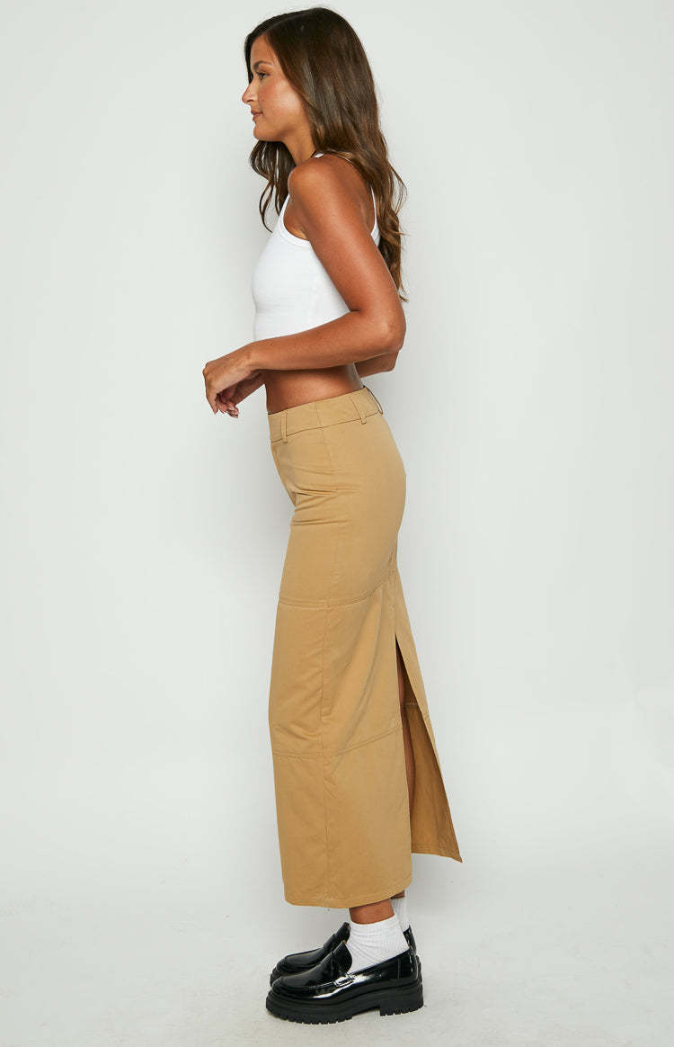 My Way Tan Maxi Skirt-Vavasi.All Rights Reserved.