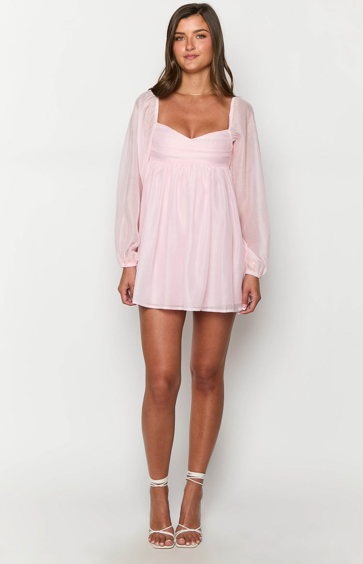 Narla Pink Long Sleeve Mini Dress-Vavasi.All Rights Reserved.