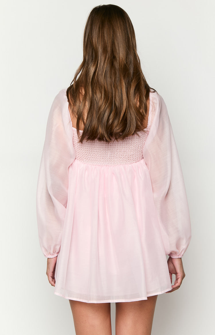 Narla Pink Long Sleeve Mini Dress-Vavasi.All Rights Reserved.