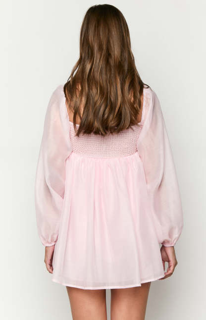 Narla Pink Long Sleeve Mini Dress-Vavasi.All Rights Reserved.