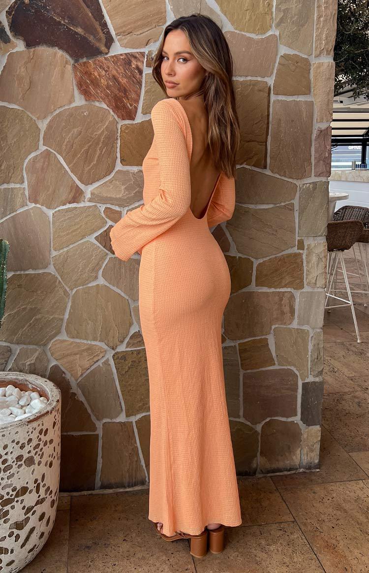 Looking For Love Orange Long Sleeve Midi Dress-Vavasi.All Rights Reserved.