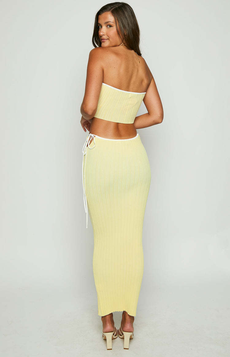 Pia Yellow Contrast Bind Knit Tube Top-Vavasi.All Rights Reserved.