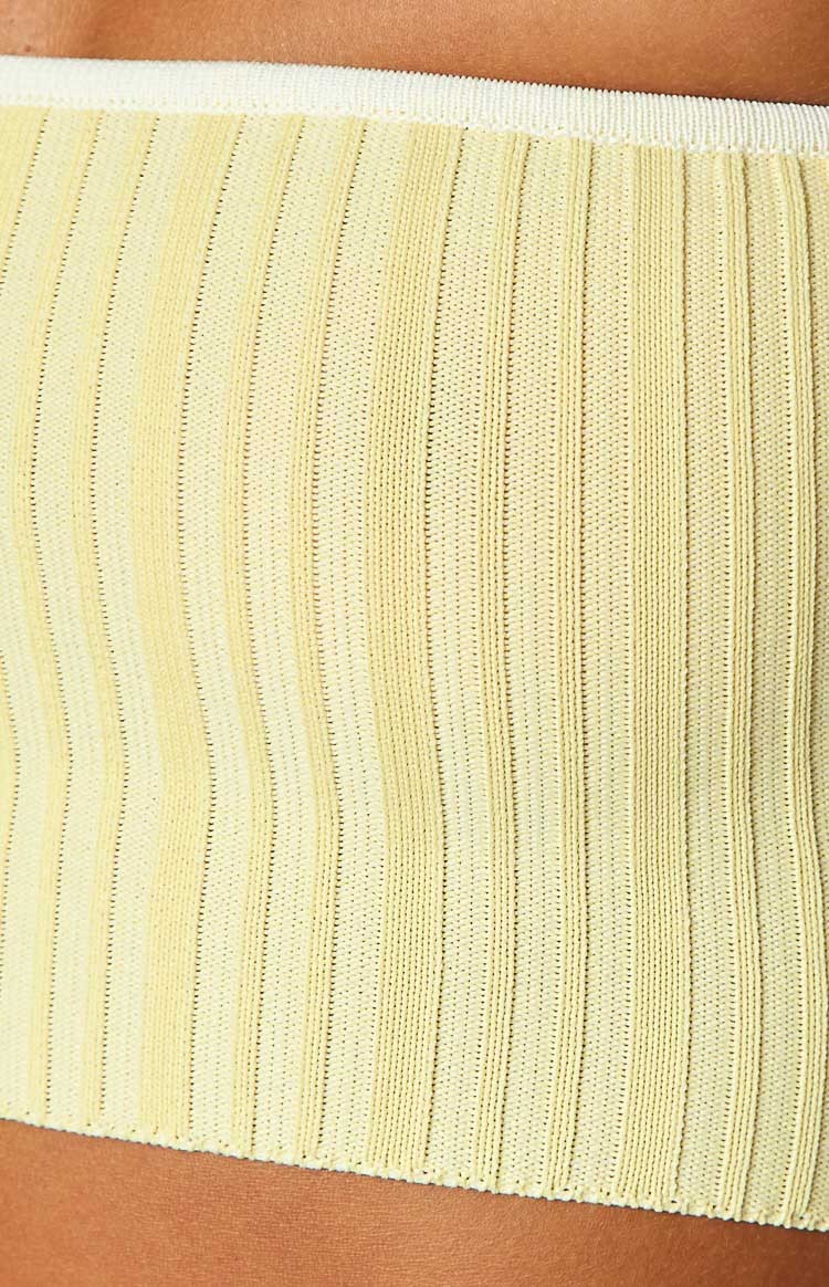 Pia Yellow Contrast Bind Knit Tube Top-Vavasi.All Rights Reserved.