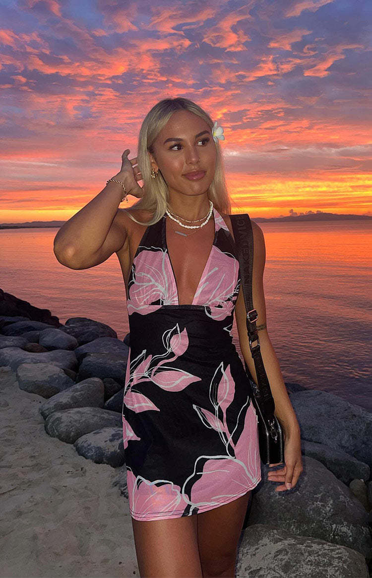 Ilaria Printed Mesh Mini Dress-Vavasi.All Rights Reserved.