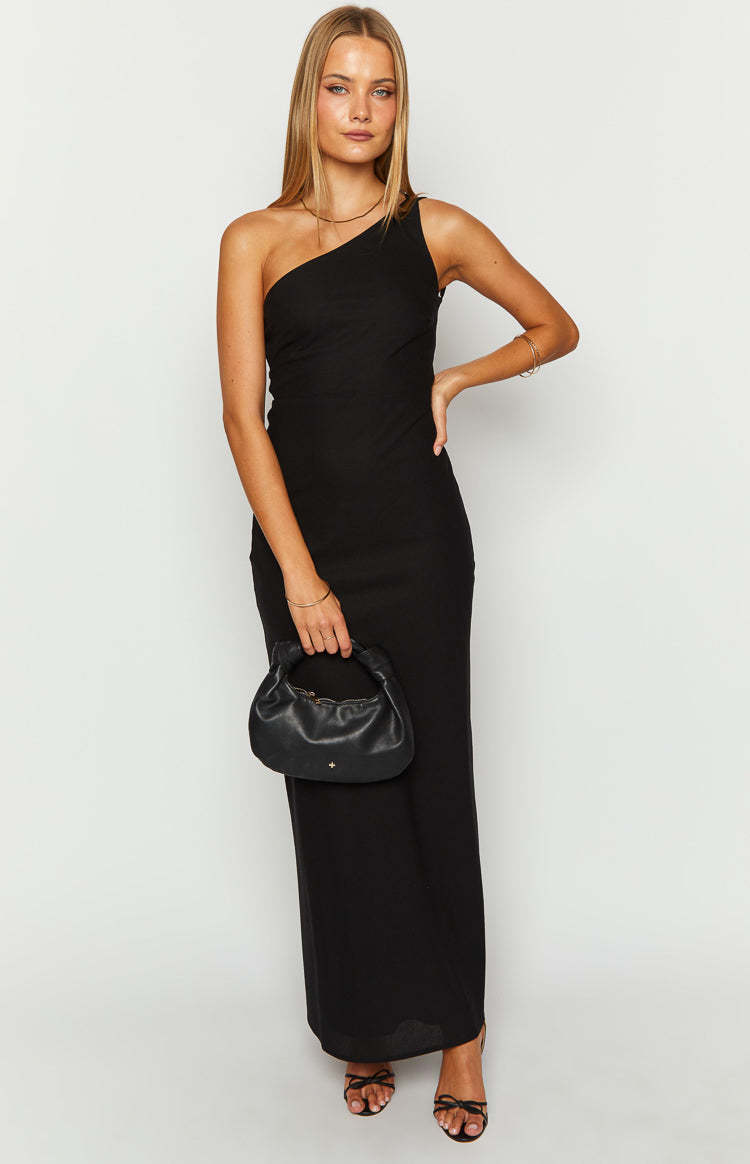 Pluto Black Linen Blend Maxi Dress-Vavasi.All Rights Reserved.