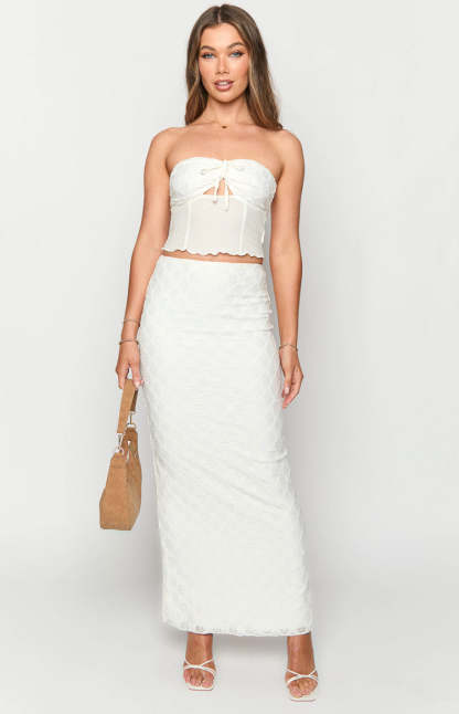 Rilee White Maxi Skirt-Vavasi.All Rights Reserved.