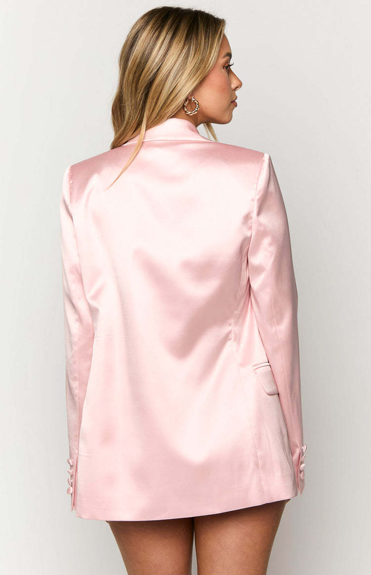 Rose Pink Satin Blazer-Vavasi.All Rights Reserved.