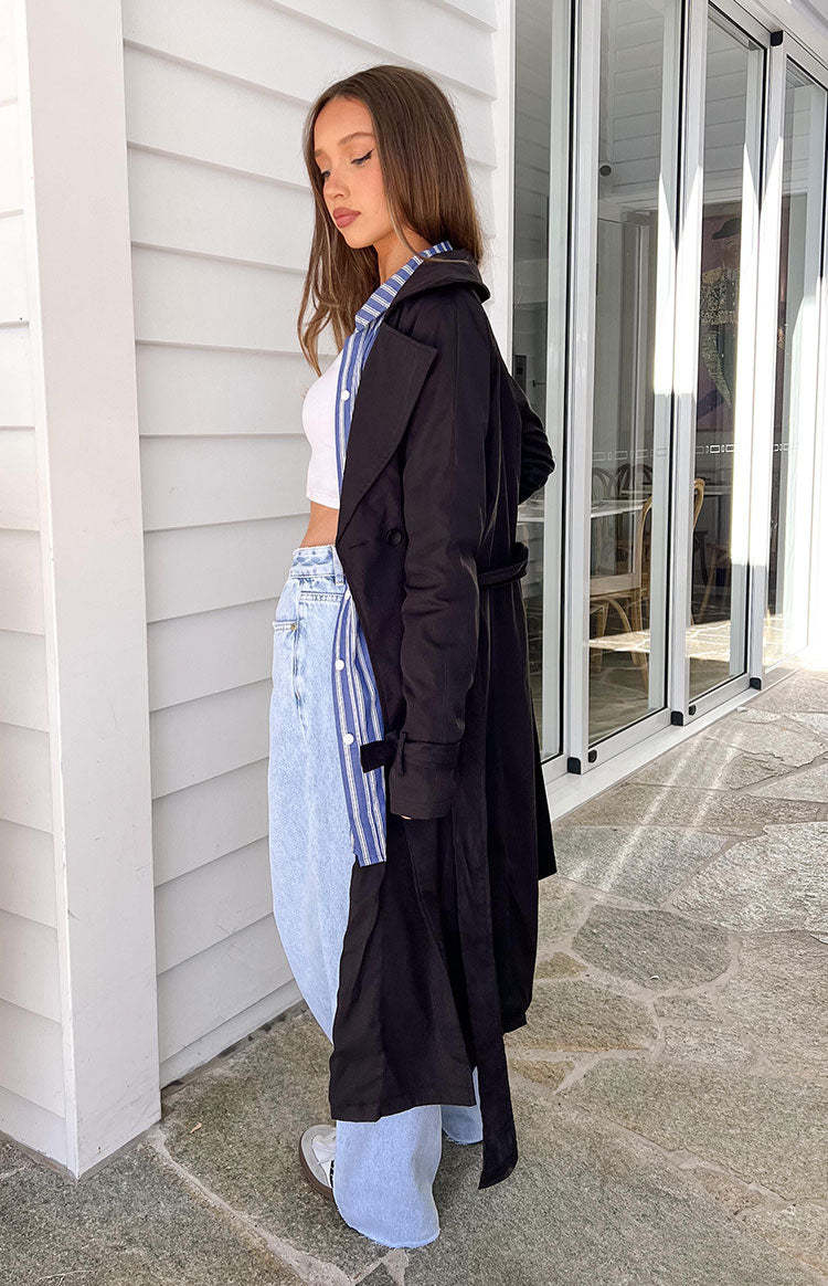 Santos Black Trench Coat-Vavasi.All Rights Reserved.