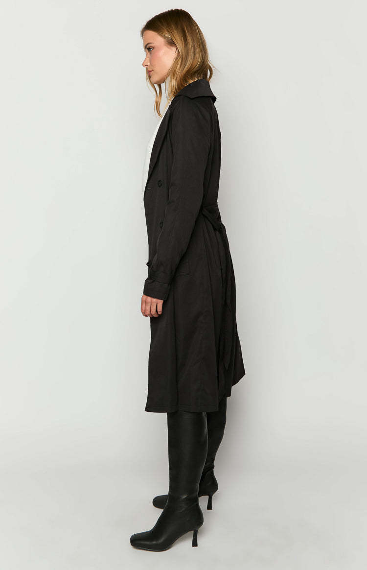 Santos Black Trench Coat-Vavasi.All Rights Reserved.