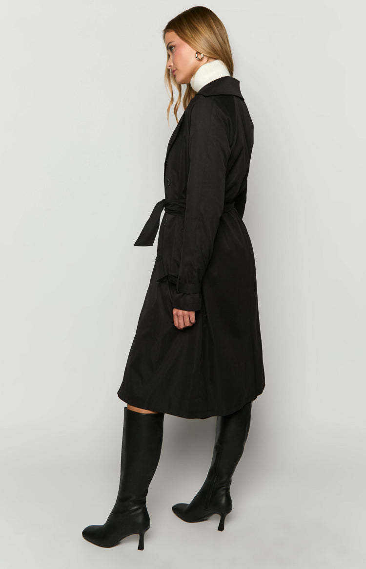 Santos Black Trench Coat-Vavasi.All Rights Reserved.