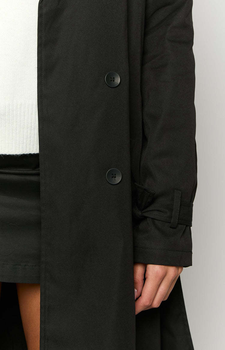 Santos Black Trench Coat-Vavasi.All Rights Reserved.