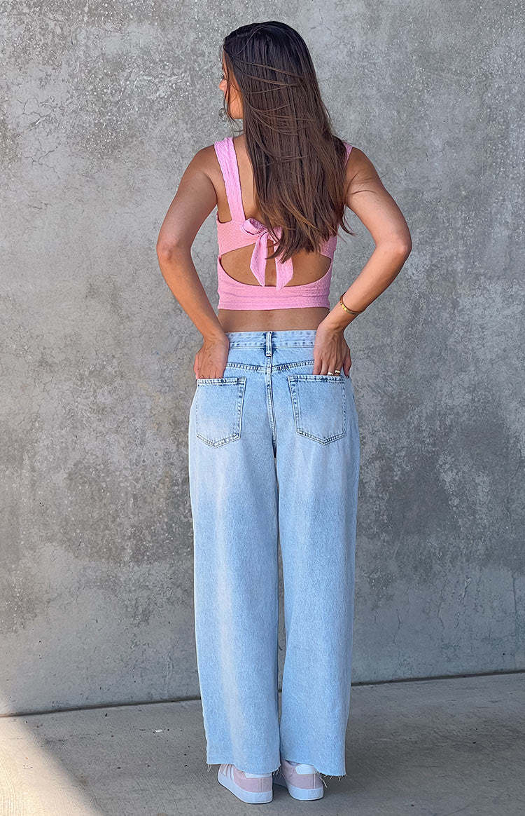 She's Yours Vintage Blue Denim Wide Leg Boyfriend Jeans-Vavasi.All Rights Reserved.