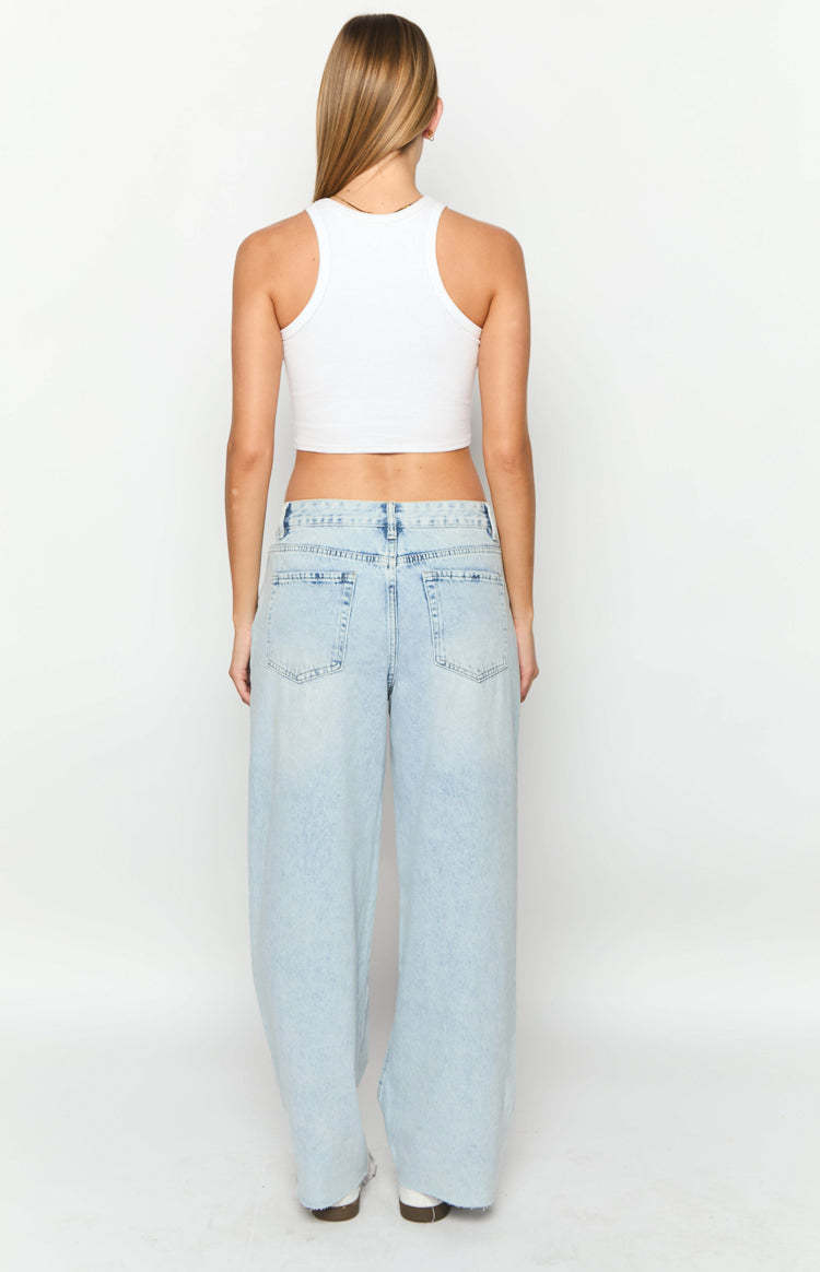 She's Yours Vintage Blue Denim Wide Leg Boyfriend Jeans-Vavasi.All Rights Reserved.