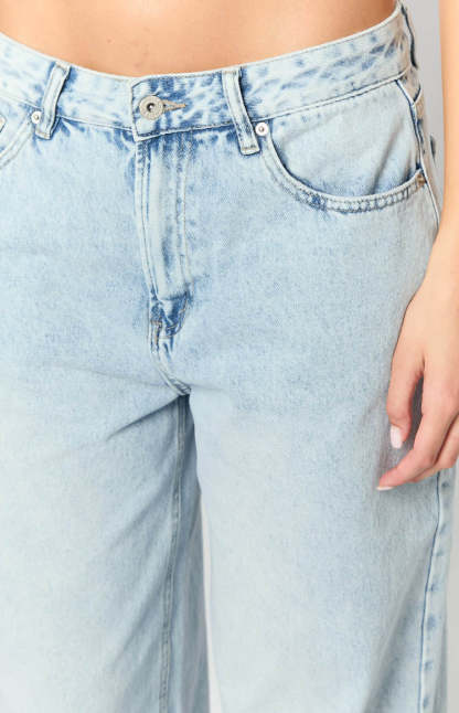 She's Yours Vintage Blue Denim Wide Leg Boyfriend Jeans-Vavasi.All Rights Reserved.