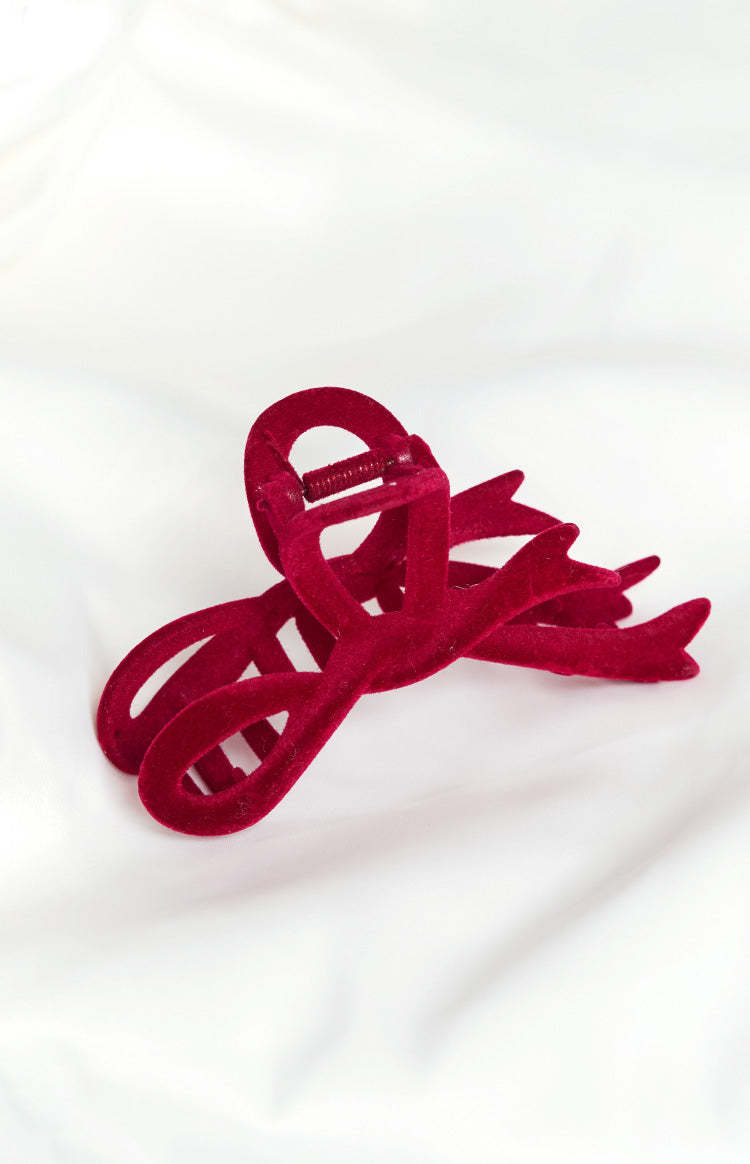 Simi Red Velvet Bow Hair Clip-Vavasi.All Rights Reserved.