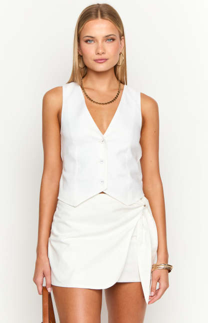 Sofi White Vest Top-Vavasi.All Rights Reserved.