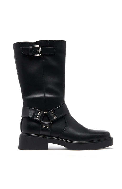 Therapy Edge Black Biker Boots-Vavasi.All Rights Reserved.