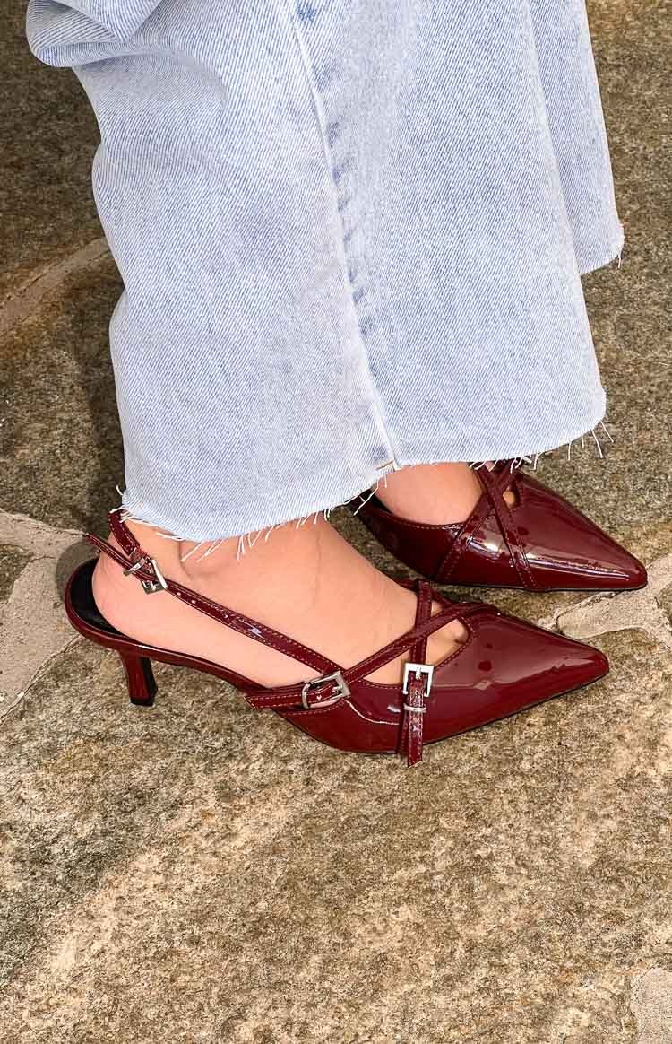 Therapy Juicy Red Patent Slingback Heels-Vavasi.All Rights Reserved.