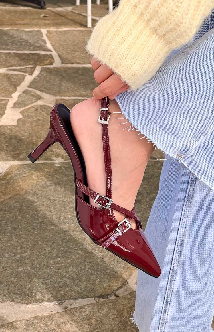 Therapy Juicy Red Patent Slingback Heels-Vavasi.All Rights Reserved.