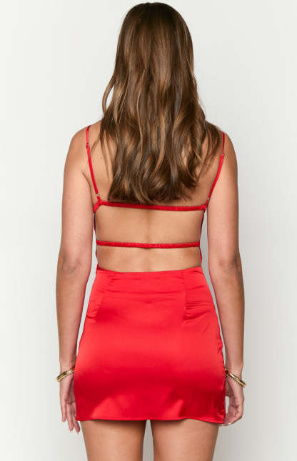 Trouble Red Mini Dress-Vavasi.All Rights Reserved.