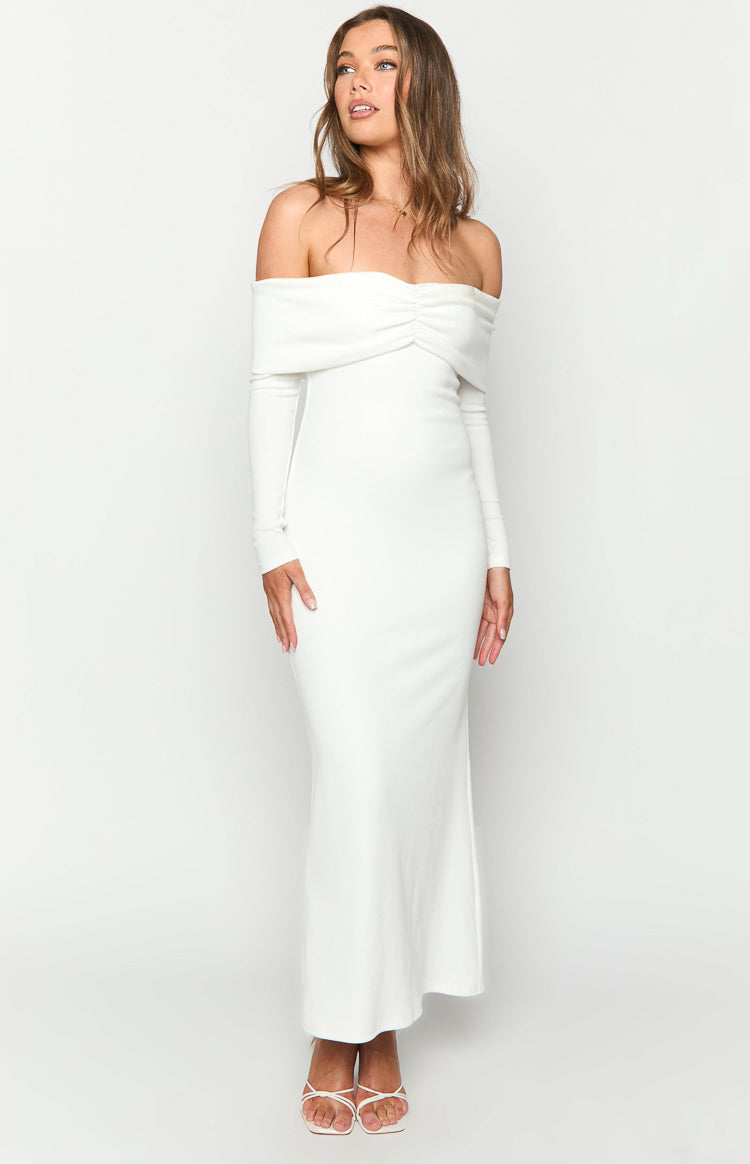 Tuesday White Long Sleeve Maxi Dress-Vavasi.All Rights Reserved.