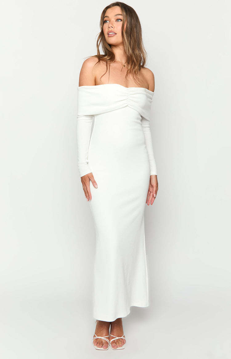 Tuesday White Long Sleeve Maxi Dress-Vavasi.All Rights Reserved.