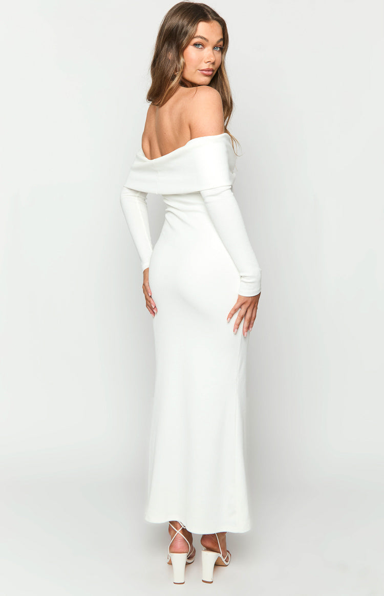 Tuesday White Long Sleeve Maxi Dress-Vavasi.All Rights Reserved.