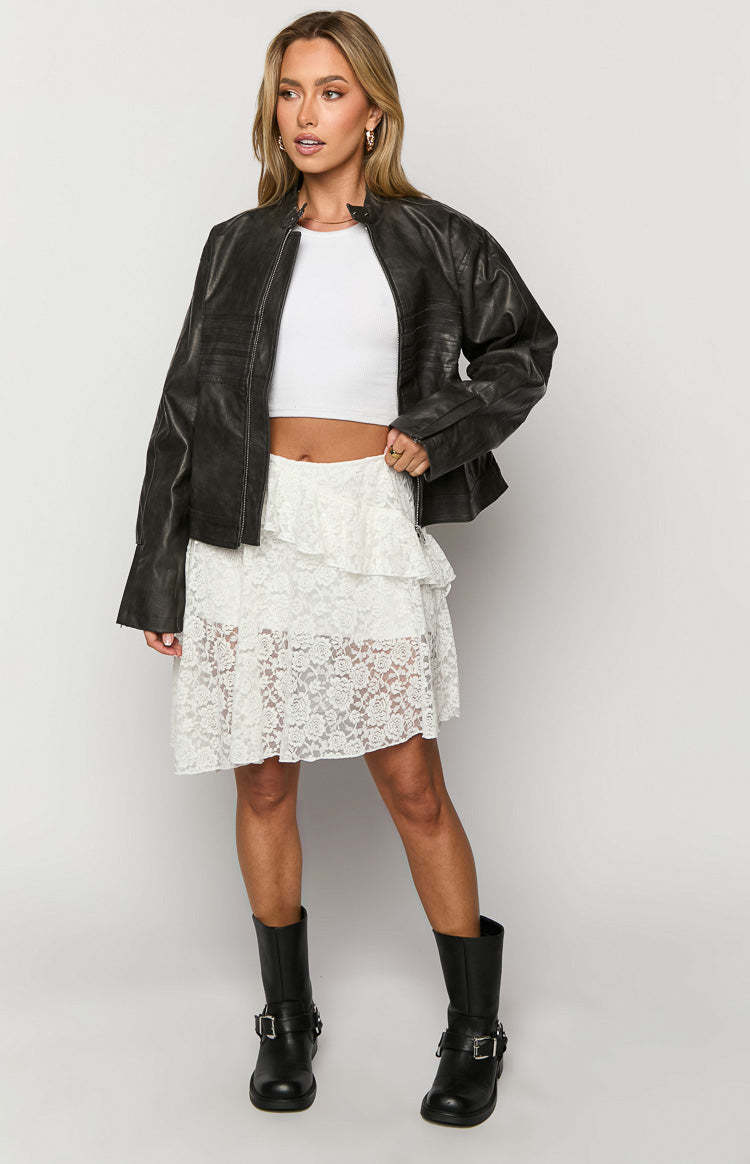 Tuscany White Lace Mini Skirt-Vavasi.All Rights Reserved.
