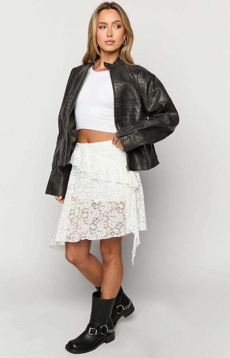 Tuscany White Lace Mini Skirt-Vavasi.All Rights Reserved.