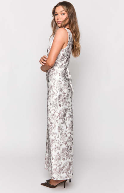 Verlaine Brown Garden Print Maxi Dress-Vavasi.All Rights Reserved.