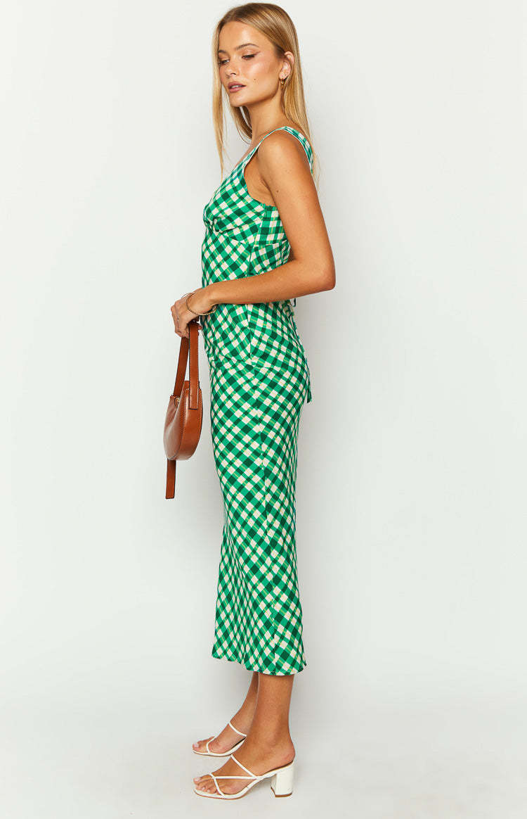 Verlaine Green Check Maxi Dress-Vavasi.All Rights Reserved.