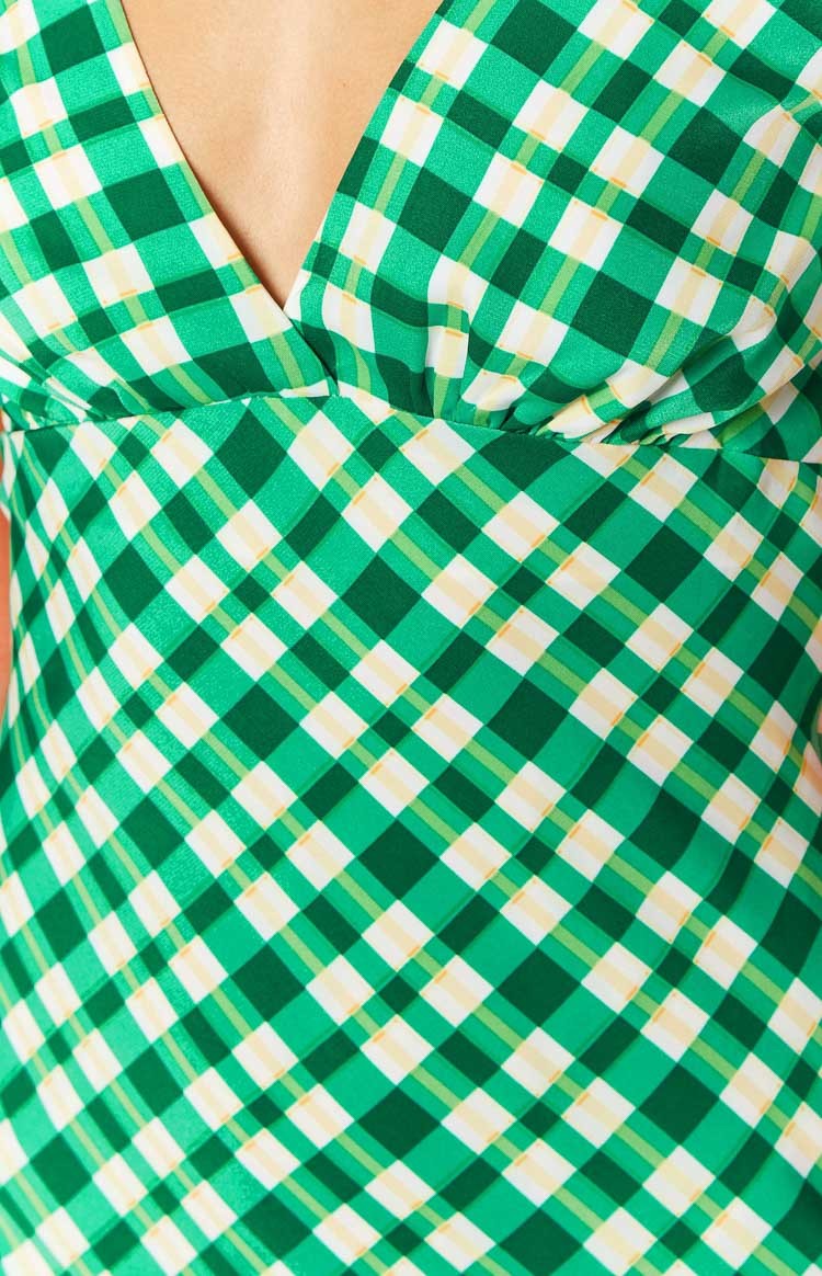 Verlaine Green Check Maxi Dress-Vavasi.All Rights Reserved.
