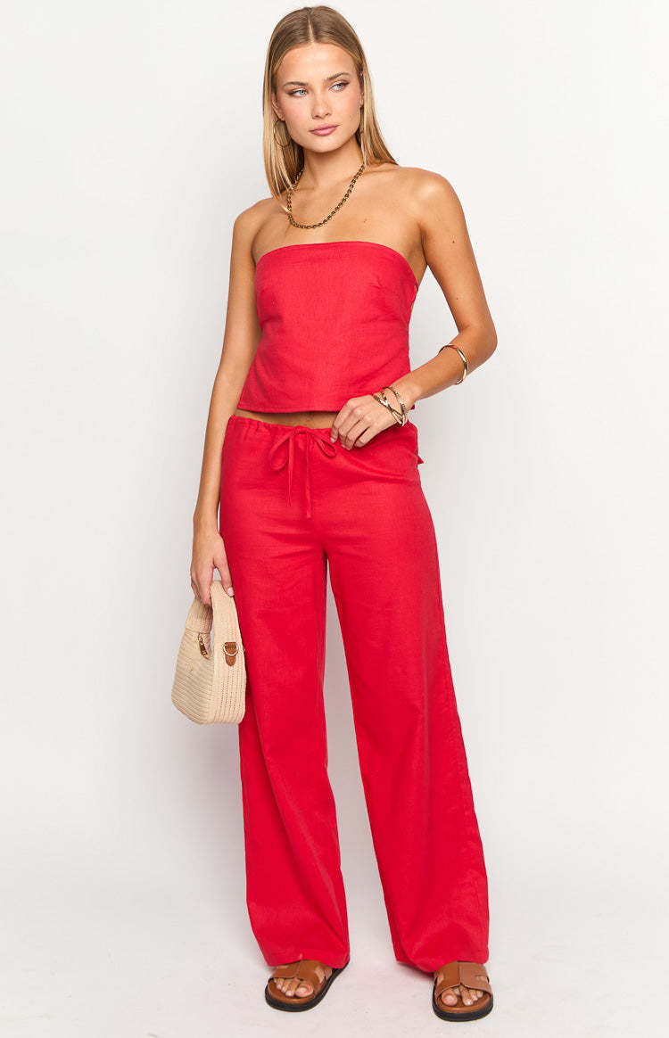 Vienna Red Pants-Vavasi.All Rights Reserved.