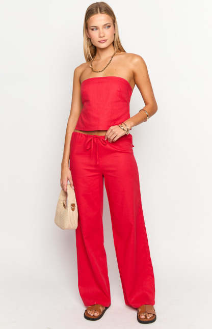 Vienna Red Pants-Vavasi.All Rights Reserved.
