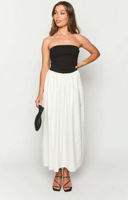 Wakerley Black Contrast Strapless Maxi Dress-Vavasi.All Rights Reserved.