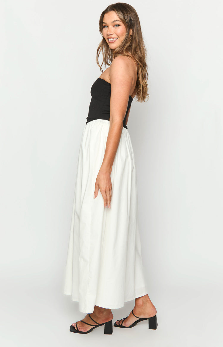 Wakerley Black Contrast Strapless Maxi Dress-Vavasi.All Rights Reserved.
