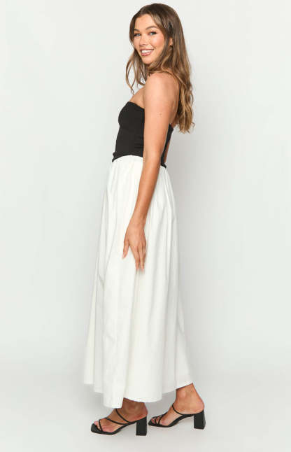 Wakerley Black Contrast Strapless Maxi Dress-Vavasi.All Rights Reserved.