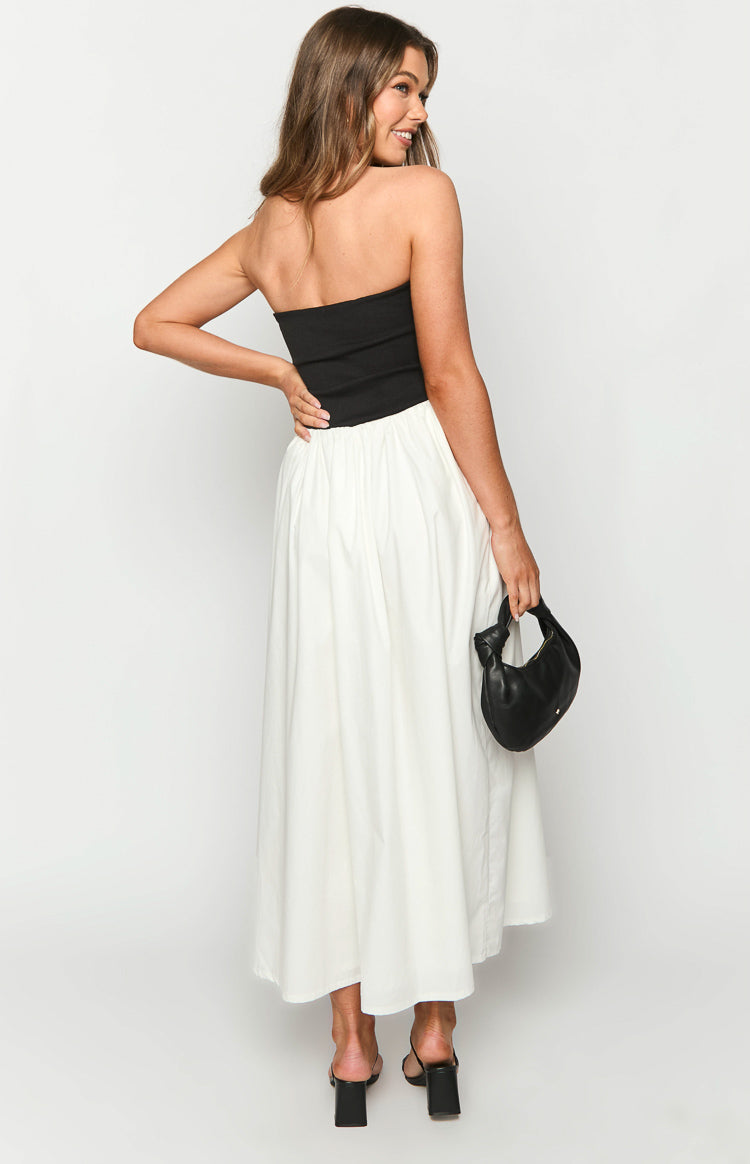 Wakerley Black Contrast Strapless Maxi Dress-Vavasi.All Rights Reserved.