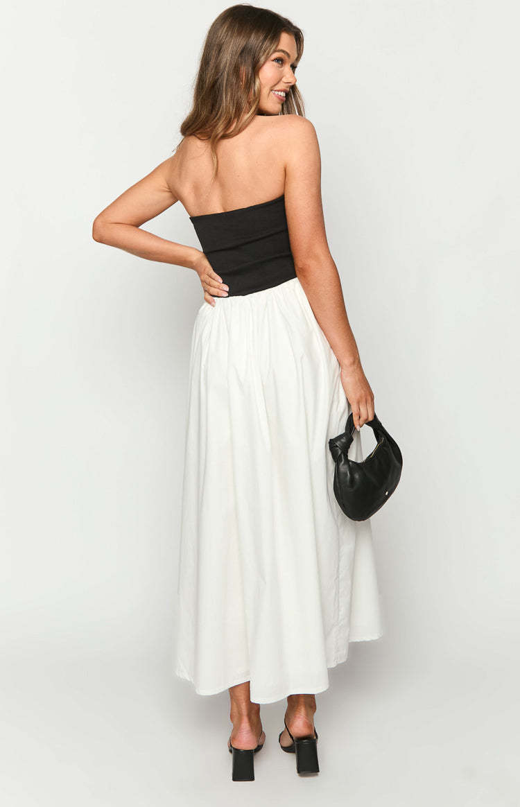 Wakerley Black Contrast Strapless Maxi Dress-Vavasi.All Rights Reserved.