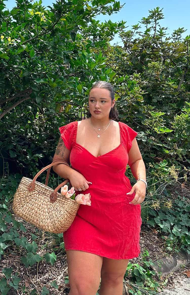 Waves Red Mini Dress-Vavasi.All Rights Reserved.