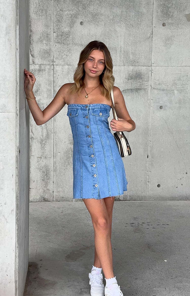 Wilma Blue Denim Corset Mini Dress-Vavasi.All Rights Reserved.