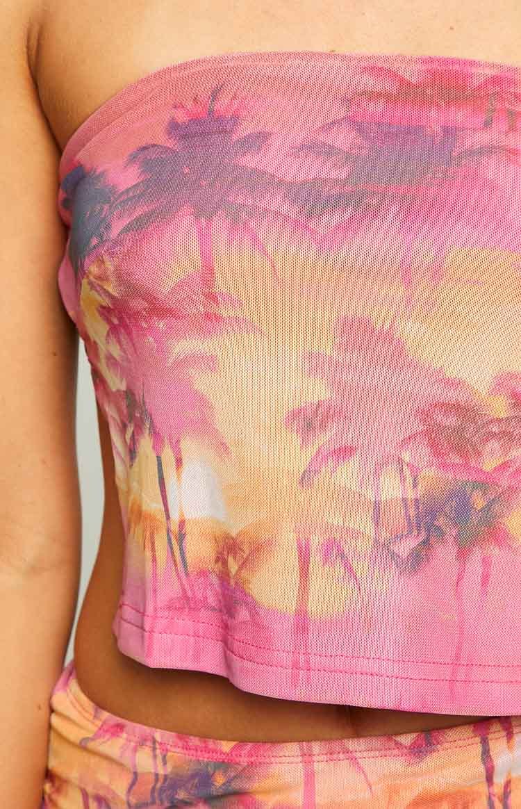 Wynter Pink Print Strapless Top-Vavasi.All Rights Reserved.