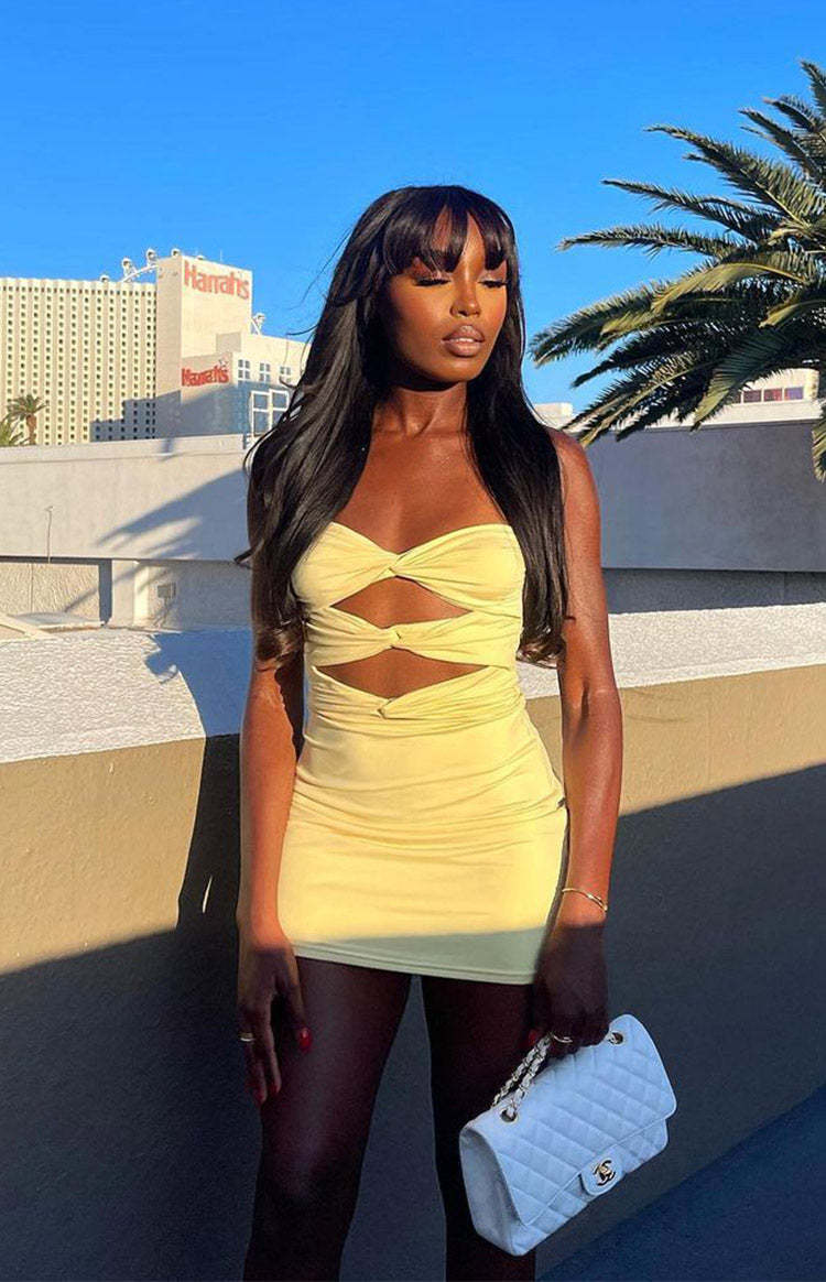 Edeline Yellow Mini Dress-Vavasi.All Rights Reserved.