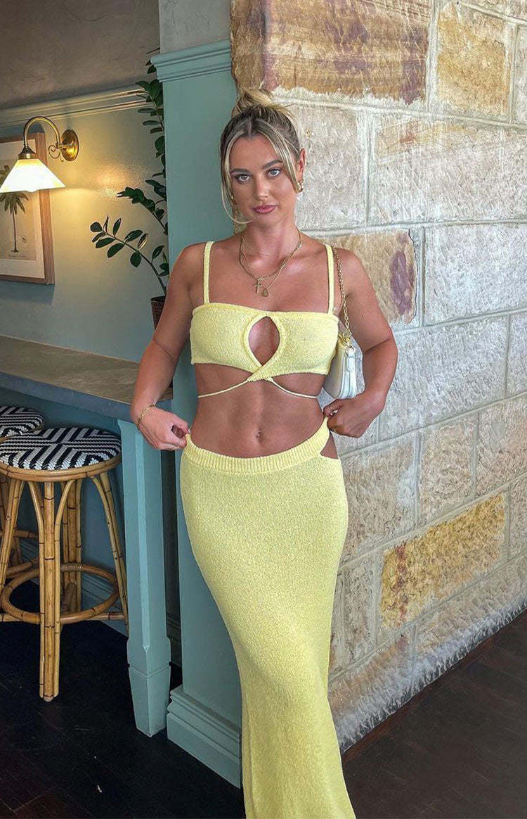 Annabella Yellow Crop Top-Vavasi.All Rights Reserved.