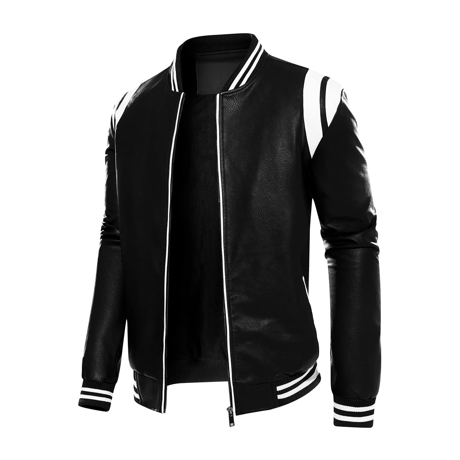 RAYEIN Mens Stand Collar leather jacket