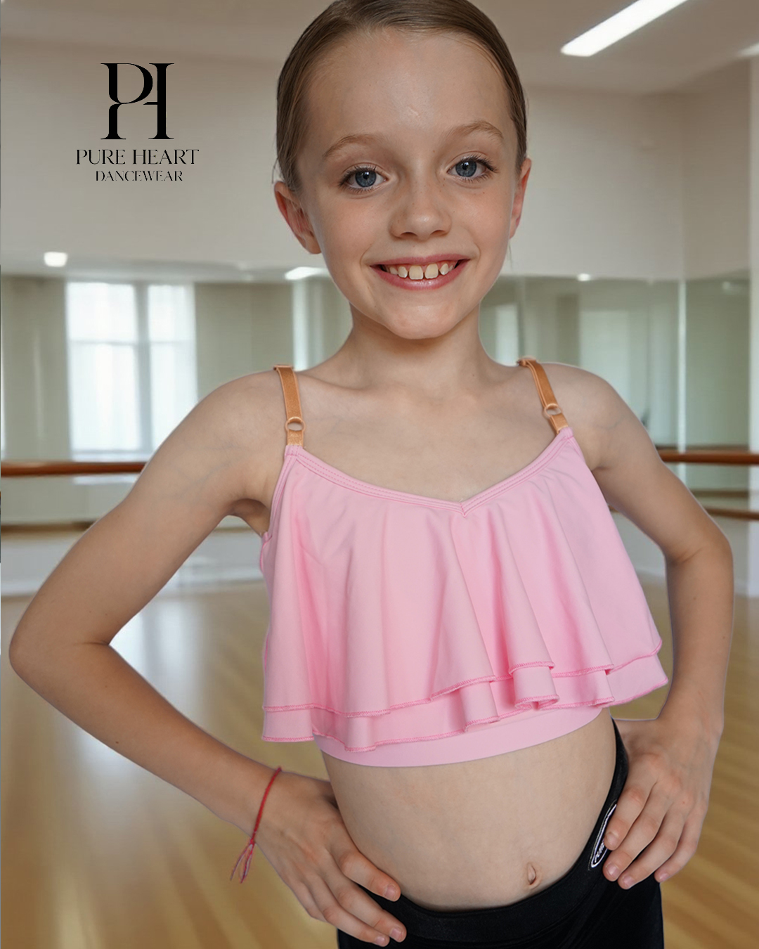 Girls’ Ruffle Crop Dance Top with Matching Chocker