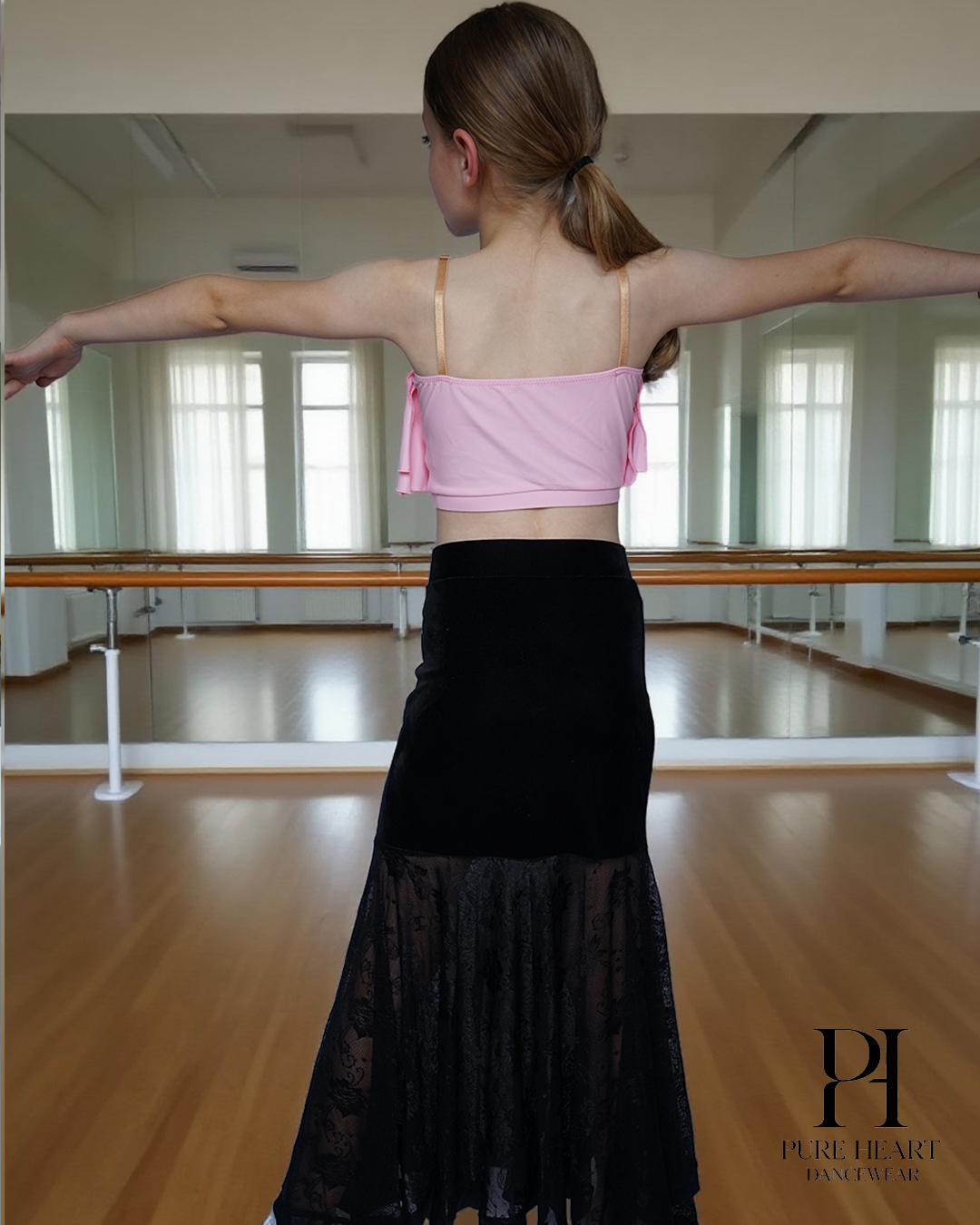 Girls’ Ruffle Crop Dance Top with Matching Chocker