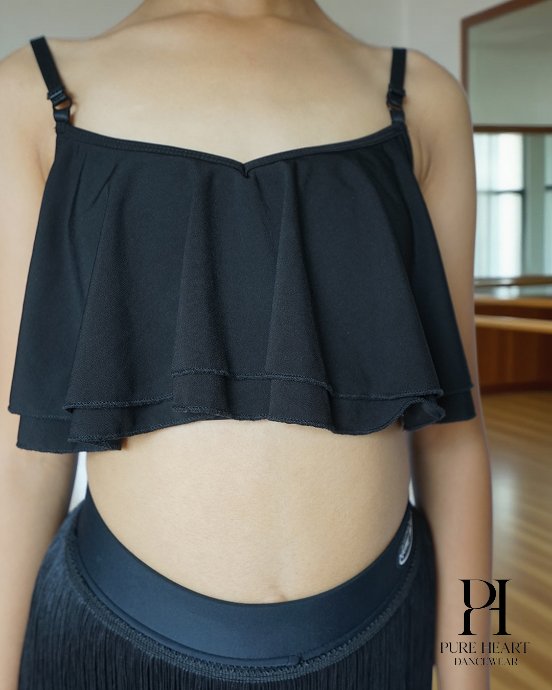 Girls’ Ruffle Crop Dance Top with Matching Chocker